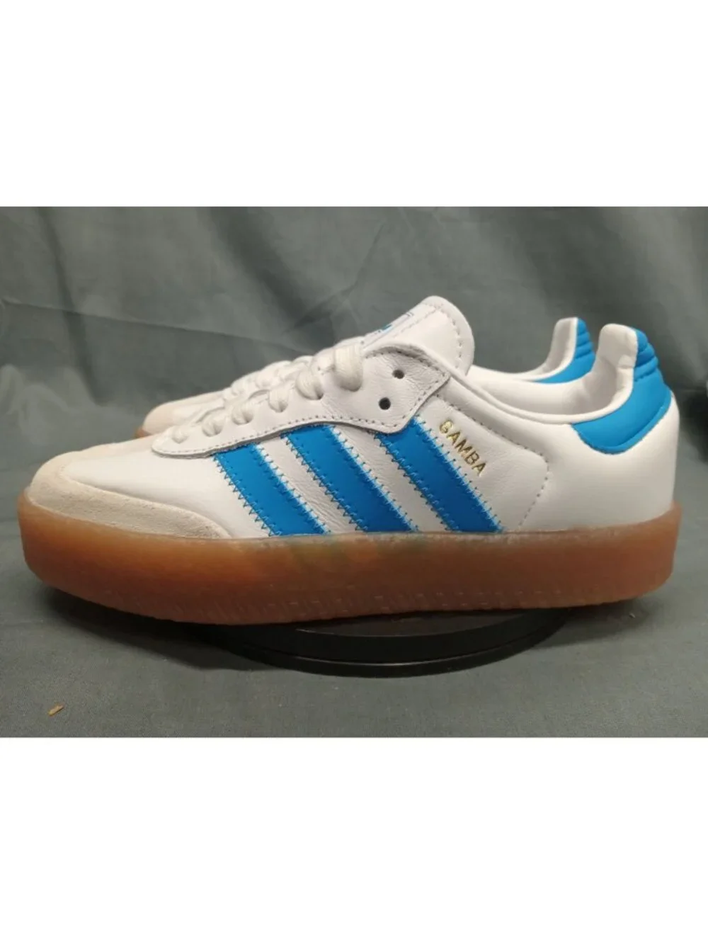 Adidas Samba OG J Sneaker JQ1236 Cloud White Bright Blue Boys Size 4 NEW NO BOX!